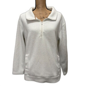 Koolaburra Ugg Cream White Fleece Pullover 1/4‎ Zip Casual Cozycore Size Medium